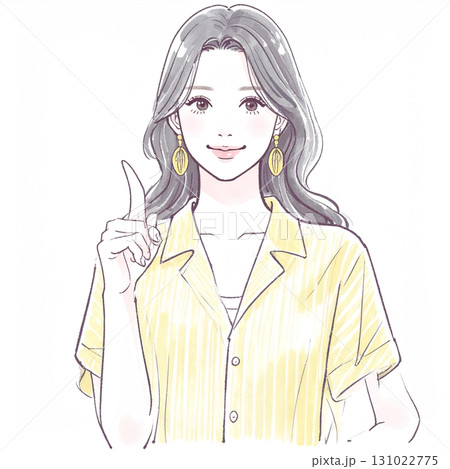 水彩画・手描き風の女性・女の子のイラスト素材 131022775