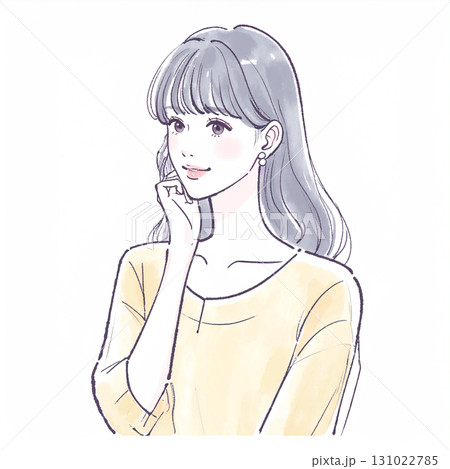 水彩画・手描き風の女性・女の子のイラスト素材 水彩画・手描き風の女性・女の子のイラスト素材 131022785