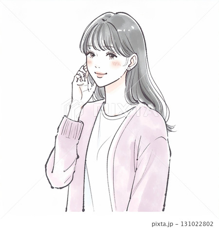 水彩画・手描き風の女性・女の子のイラスト素材 131022802