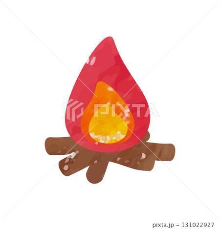 焚き火のベクターイラスト　水彩手描き風 131022927