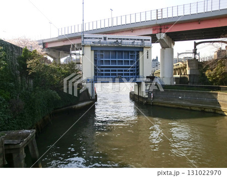 隅田川の源森川水門(東京都墨田区) 隅田川の源森川水門(東京都墨田区) 131022970