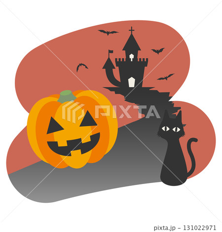 ハロウィン・かぼちゃのおばけと黒猫のお出迎え 131022971