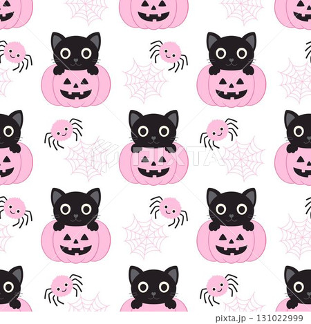 halloween seamless pattern with cat and pumpkin halloween seamless pattern with cat and pumpkin 131022999