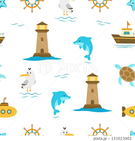 lighthouse marine seamless pattern 131023003