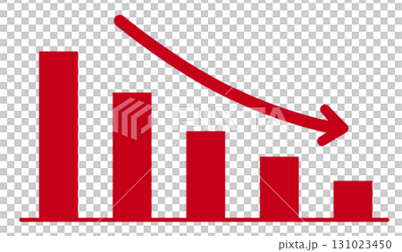Illustration of a red falling graph Illustration of a red falling graph 131023450