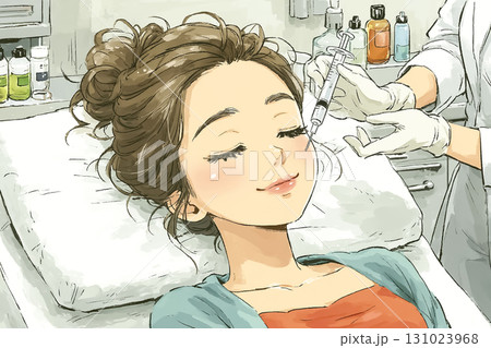美優シリーズ：美容注射を受けてリラックスする美優 131023968