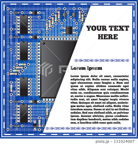 The electronic board on a blue background. Template for displaying information. Vector illustration. 131024007