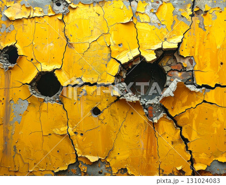 黄金にひび割れた壁が恐怖を煽るイラスト 131024083
