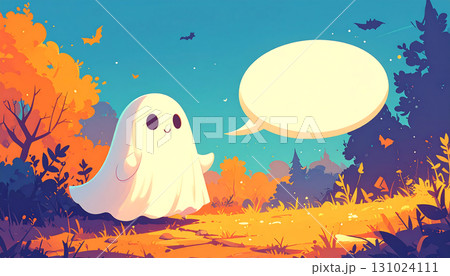 お化けが主役のハロウィン吹き出し付きコミック風イラスト「AI生成画像」 お化けが主役のハロウィン吹き出し付きコミック風イラスト「AI生成画像」 131024111