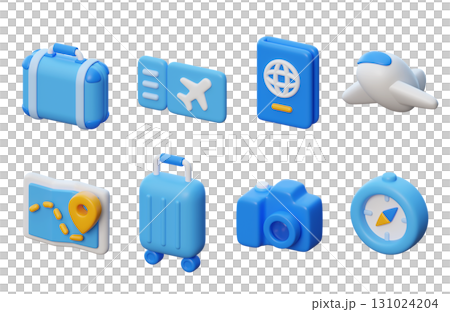 3D cartoon style travel icon set 3D cartoon style travel icon set 131024204