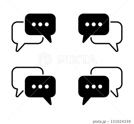 Chat bubble icon set with speech balloon symbols, minimal communication design, dialogue pictogram collection, message sign illustration for mobile app interface, web, social media concept 131024339