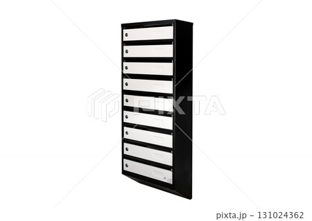 Mail boxes filled of leaflets and letters. Shallow DOF,Mailboxes and Lock in Rows at Entrance Mail boxes filled of leaflets and letters. Shallow DOF,Mailboxes and Lock in Rows at Entrance 131024362