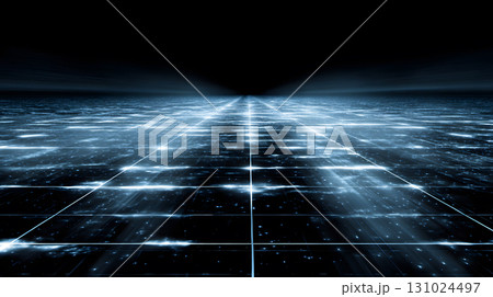 Glowing blue tech grid on a dark background,...のイラスト素材 [131024497] - PIXTA