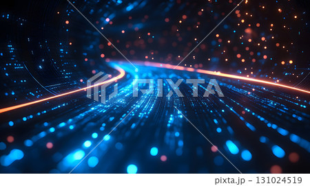 Glowing blue tech grid on a dark background, giving a high-tech digital interface feel. Great for IT, data, and tech-focused designs. 131024519