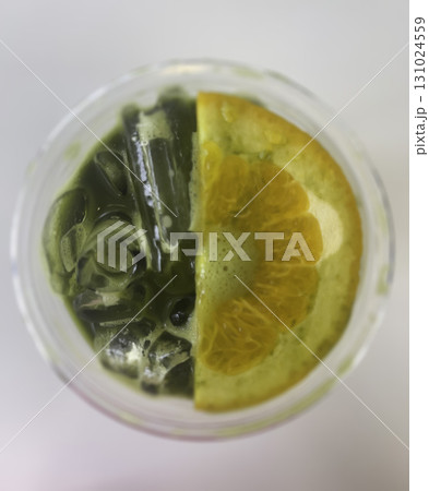 Pure matcha tea with orange juice healthy drink 131024559
