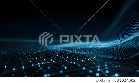 Glowing blue tech grid on a dark background,...のイラスト素材 [131024902] - PIXTA