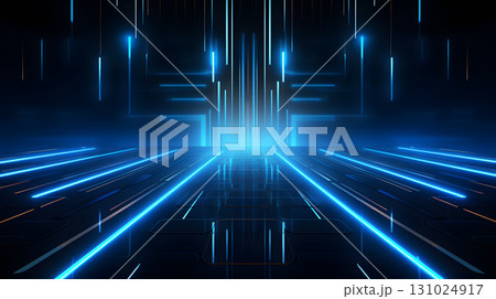 Glowing blue tech grid on a dark background, giving a high-tech digital interface feel. Great for IT, data, and tech-focused designs. 131024917