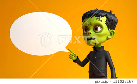 明るいオレンジ背景で話すフランケンシュタインのハロウィン絵「AI生成画像」 明るいオレンジ背景で話すフランケンシュタインのハロウィン絵「AI生成画像」 131025167