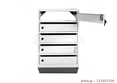 Mail boxes filled of leaflets and letters. Shallow DOF,Mailboxes and Lock in Rows at Entrance Mail boxes filled of leaflets and letters. Shallow DOF,Mailboxes and Lock in Rows at Entrance 131025356
