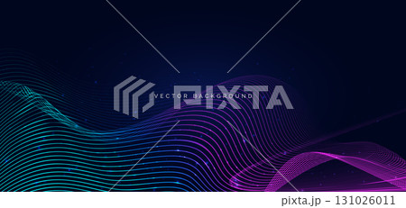 Futuristic blue and pink glowing wave line and sparkle on dark background. Futuristic blue and pink glowing wave line and sparkle on dark background. 131026011