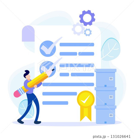 Illustration vector graphic cartoon character of quality control 131026641