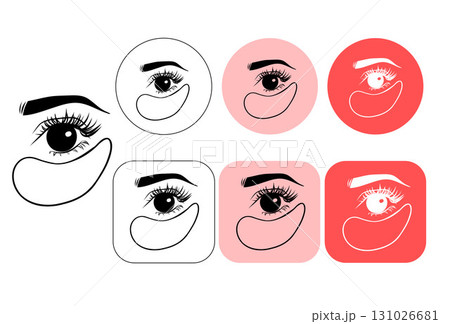 Gel Patch Line Icon. Collagen Eye Patches for Beauty and Skin Care. Face Anti Aging Procedure Icon. Cosmetic Eye Patches Against Facial Wrinkles. Vector Illustration. 131026681