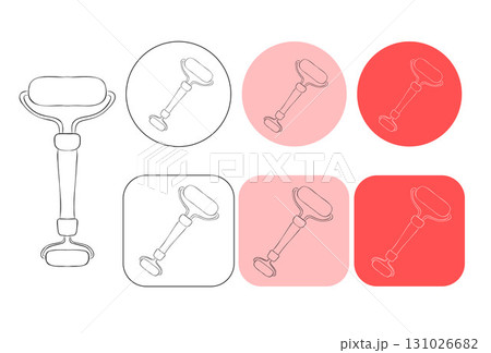 Derma roller vector logo designed in a line style on white background. 131026682