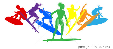 Surfer Surfboard Surfers Men Women Silhouettes 131026763