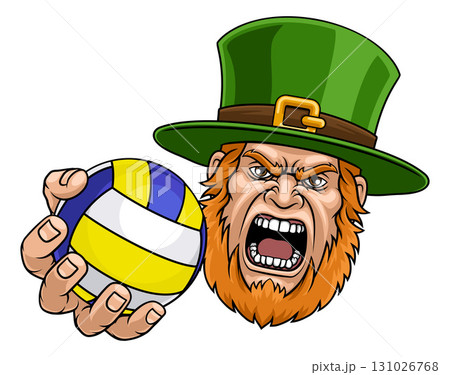 Leprechaun Celtic Irish Volleyball Ball Mascot Leprechaun Celtic Irish Volleyball Ball Mascot 131026768
