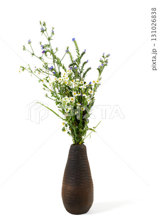 Vase with flowers on a white background. Vase with flowers on a white background. 131026838