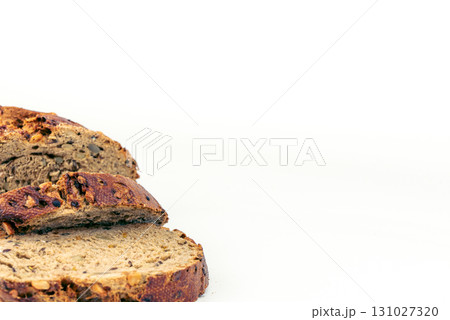 Flax Seed Bread on White Background Flax Seed Bread on White Background 131027320