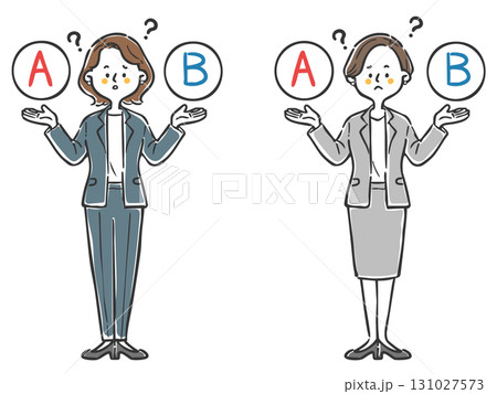 選択を悩むキャリアウーマン　全身　ベクター 131027573