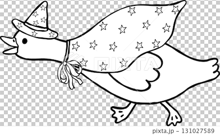 Halloween Silly Goose Witch Running Cartoon Hand Drawn Outline doodle Halloween Silly Goose Witch Running Cartoon Hand Drawn Outline doodle 131027589