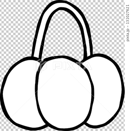Basket Pumpkin black and white doodle outline hand drawn 131027621