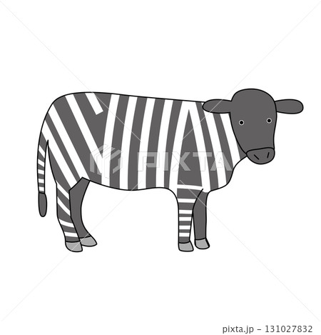 縞々に塗られた牛のイラスト 縞々に塗られた牛のイラスト 131027832