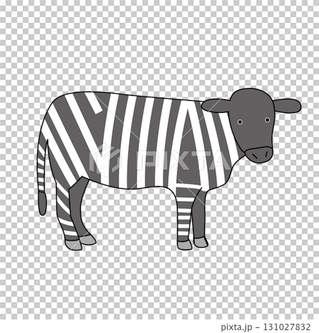 縞々に塗られた牛のイラスト 縞々に塗られた牛のイラスト 131027832