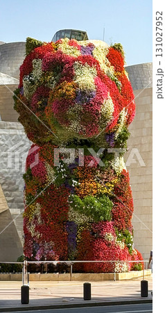 A view of "Puppy", a floral sculpture in front of the Guggenheim Museum Bilbao in Bilbao, Spain 131027952