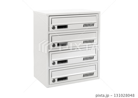 Mail boxes filled of leaflets and letters. Shallow DOF,Mailboxes and Lock in Rows at Entrance Mail boxes filled of leaflets and letters. Shallow DOF,Mailboxes and Lock in Rows at Entrance 131028048