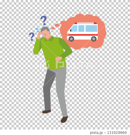 救急車を呼ぶか迷う男性 131028660