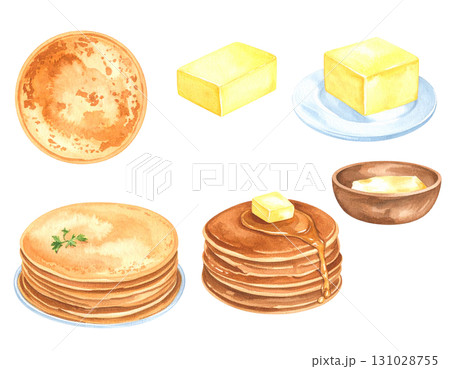 バターとパンケーキのイラスト素材 131028755