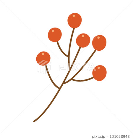 Minimalist berry twig illustration for autumn design Minimalist berry twig illustration for autumn design 131028948