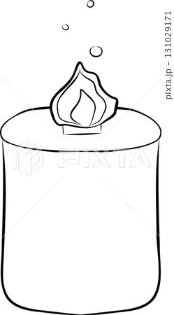 Aroma candle in a glass hand drawn monochrome outline sketch art vector illustration. 131029171