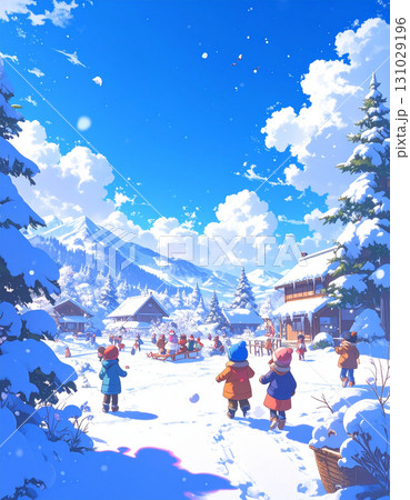 笑顔あふれる雪遊びを楽しむ可愛い子供たちの冬の風景 131029196
