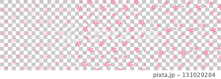 A pattern set of pale pink small cherry blossoms with scattered petals A pattern set of pale pink small cherry blossoms with scattered petals 131029284