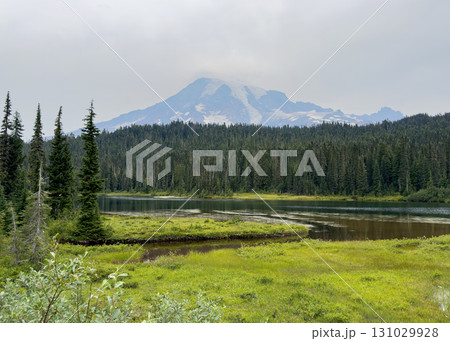 レーニア山とリフレクション・レイク、マウントレーニア国立公園、8月下旬撮影 131029928
