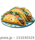 タコスのイラスト｜メキシコ料理・白背景 トマト 肉料理 グルメ アイコン 131030329