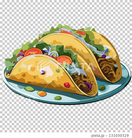 タコスのイラスト｜メキシコ料理・白背景 トマト 肉料理 グルメ アイコン 131030329