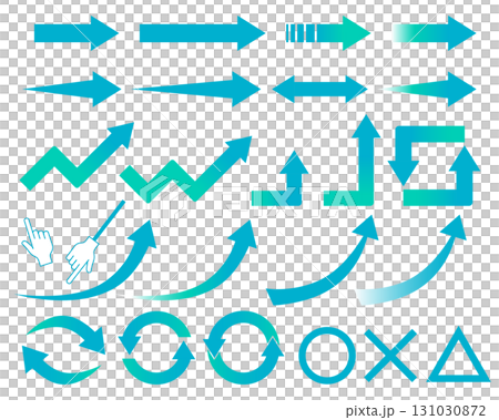 カラフル矢印アイコンセット 緑グラデーション カラフル矢印アイコンセット 緑グラデーション 131030872