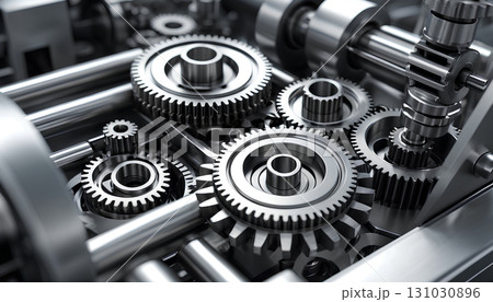 metal gear wheels on steel background 131030896