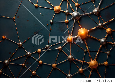 red connection lines and dots on the red 131031904